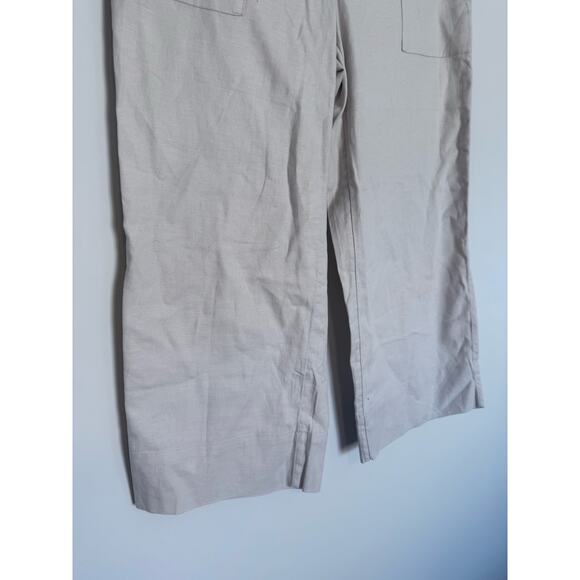 new J JILL PureJill Elements oatmeal beige moonbeam cropped wide leg hemp pants - Picture 4 of 7